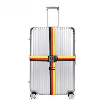 Travelsky Colorful Webbing Cross Rainbow Adjustable Suitcase Belt Luggage Strap with TSA Passport Lock