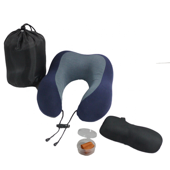 Soft Head Car Flight Office Rest Support Memory Foam Travel Neck U Shaped Pillow with Eye Mask Ear Plug Whole Kit