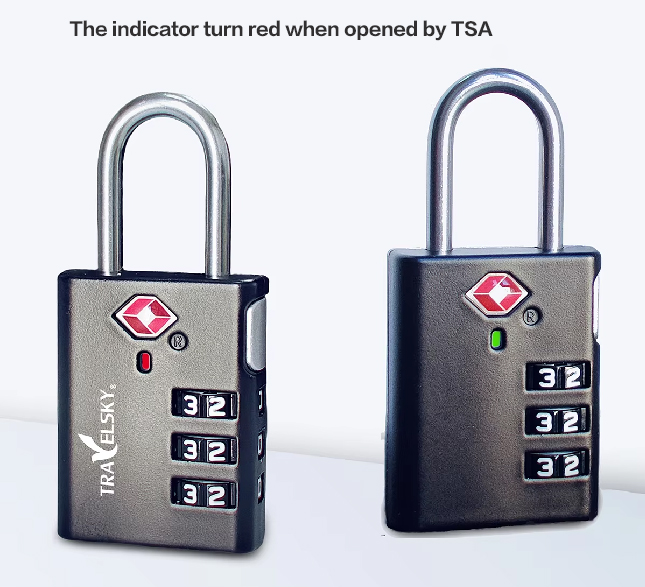 OEM ODM 3 Digital TSA Lock Travel Combination Padlock with TSA Luggage Check Status Function