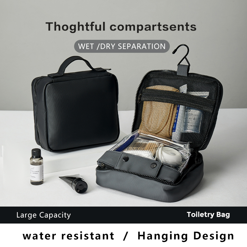 2 IN 1 Eco-friendly Trave Hanging Toiletry Bag with TPU Clear Pouch Supply