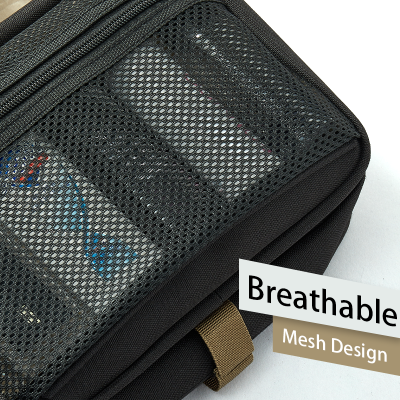 Factory Offer Oxford Durable Light Weight M Size Hanging Toiletry Bag with Flexible Mirror