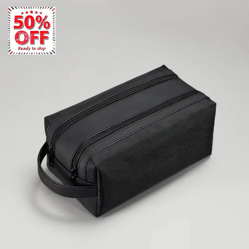 UP TO 50% OFF MAN LARGE CAPACITY TOILETRY BAG WITH DUAL ZIPPER COPARTMENTS
