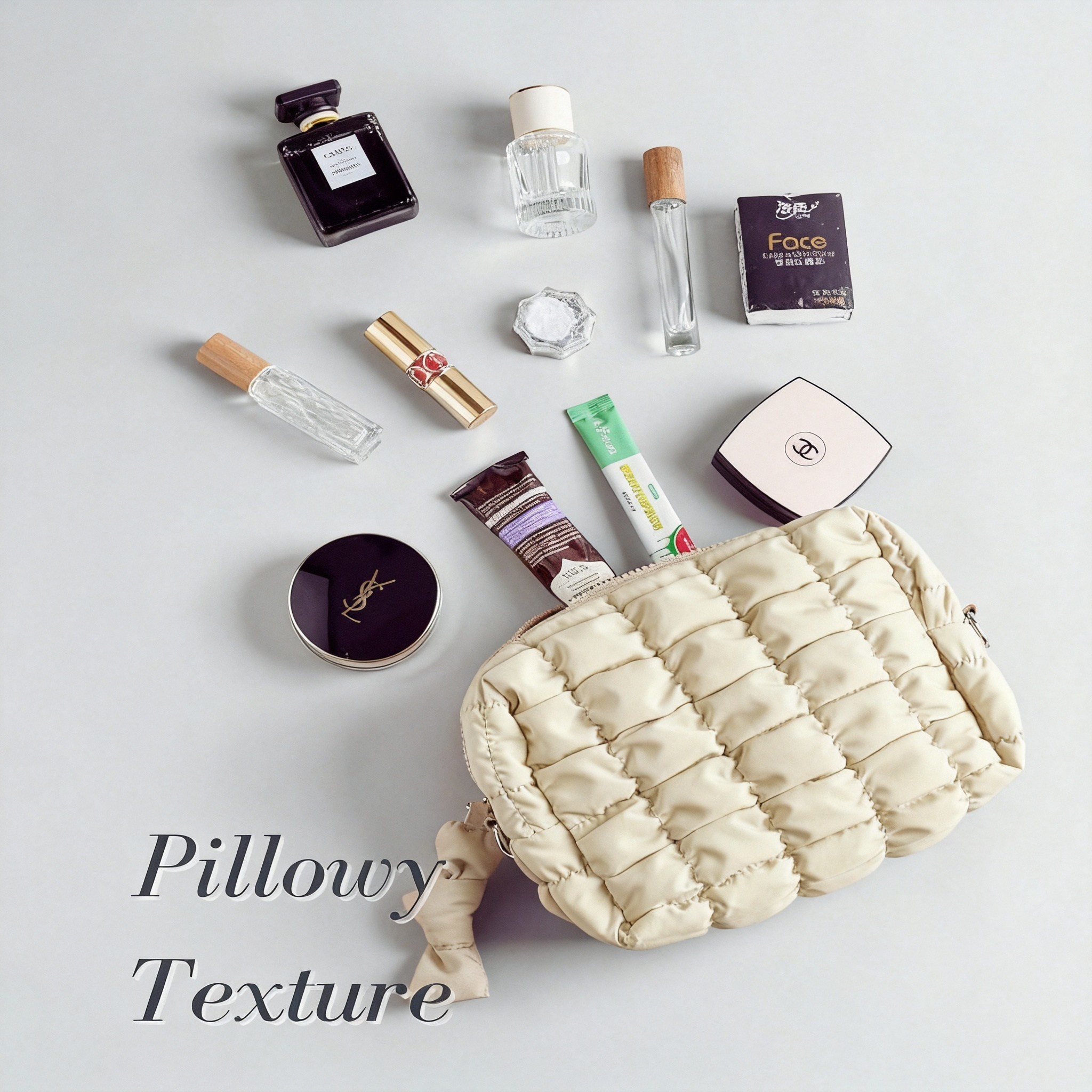 Custom Premium Cute Quilted Makeup Bag, Large Toiletry Zipper Pouch