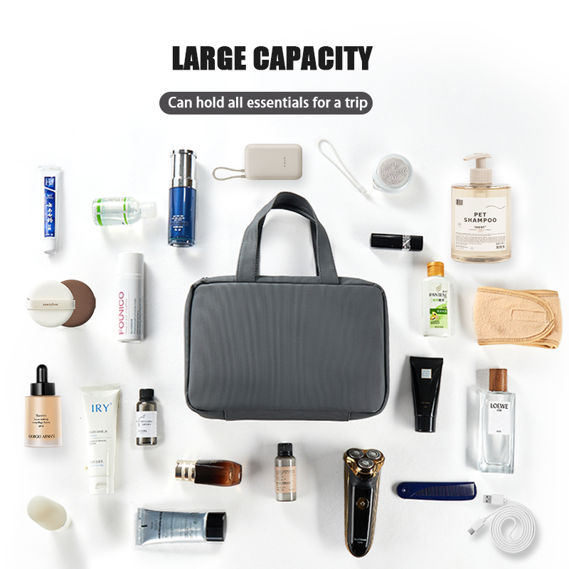 HOT SALE Durable 600D French Terry Fabric Travel Toiletry Bag with Built-in Mirror