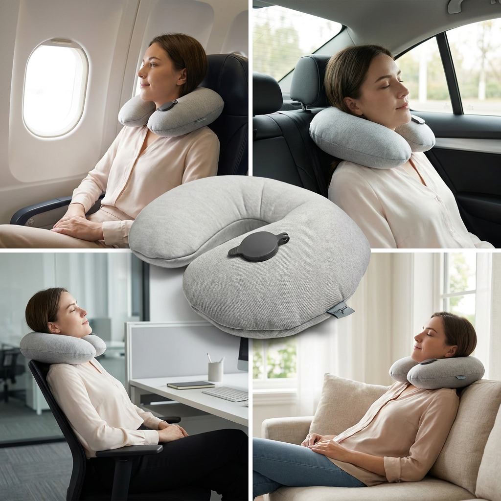 OEM ODM Revolutionary Premium Inflatable Memory Foam Travel Pillow, Custom Support Ergonomic Design Sleeping Essentials for Long Flights Car Rides
