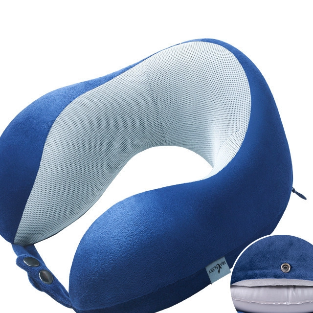 Innovative Design Height Flex Inflated Memory Foam Neck Pillow With EZ Patented Valve 