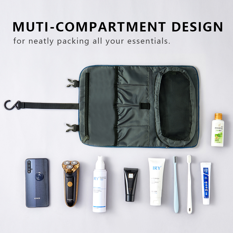 2 SNAP-FASTENED WATERRESISTANT TOIELTRY BAG 