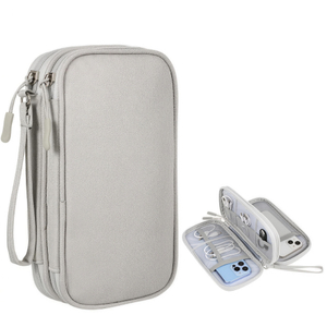 13574C Electronic Organizer Travel Case, Water Resistant Dual Compartment Tech Pouch Cable Organization Storage Bag