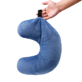 U Shaped Particle Microbeads Neck Support Pillow Travel Pillow With Attachable Snap Strap 
