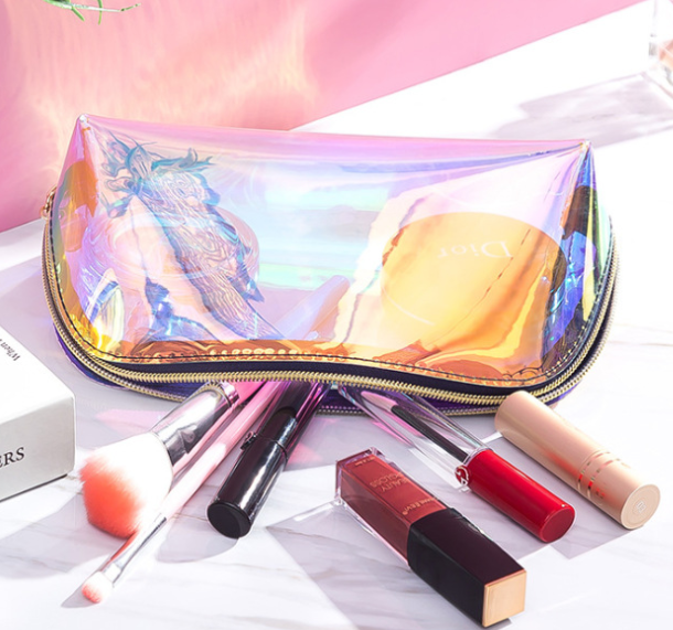 13606A Glossy PVC Bag with Zipper Makeup Brush Holder Cosmetic Bag PVC Pouch