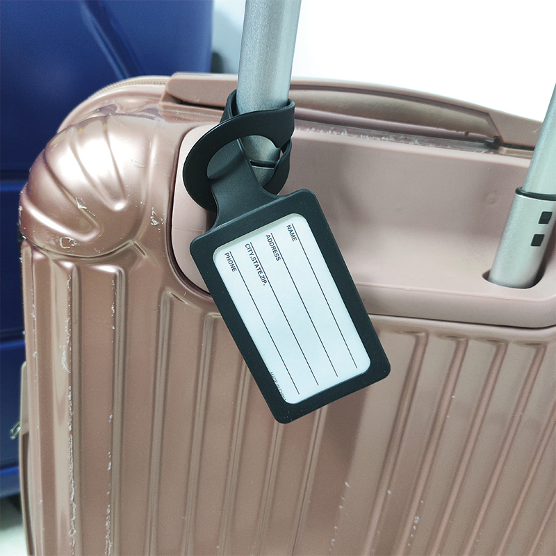 Silicone Luggage Tag with Strap