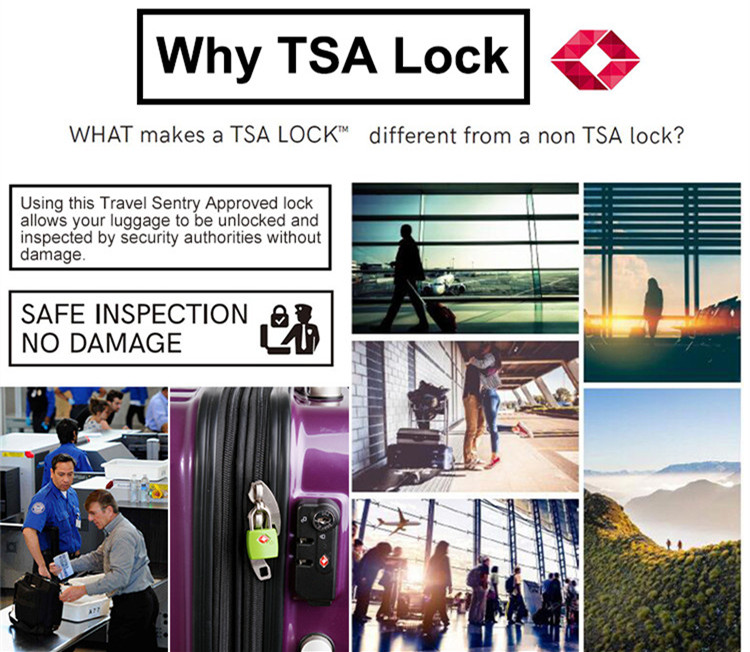 TSA008 Luggage Lock Zinc Alloy Visual Lock Confirm Tool-Free Password Set for Suitcase Business Travel Vacation- TSA Approved Supplier