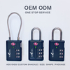 OEM ODM 3 Digital TSA Lock Travel Combination Padlock with TSA Luggage Check Status Function