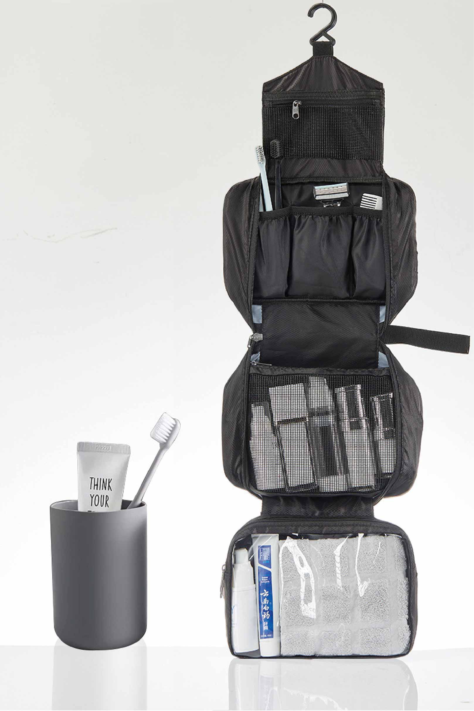13552BBK1 Lightweight Four-fold Hanging Toiletry Organizer