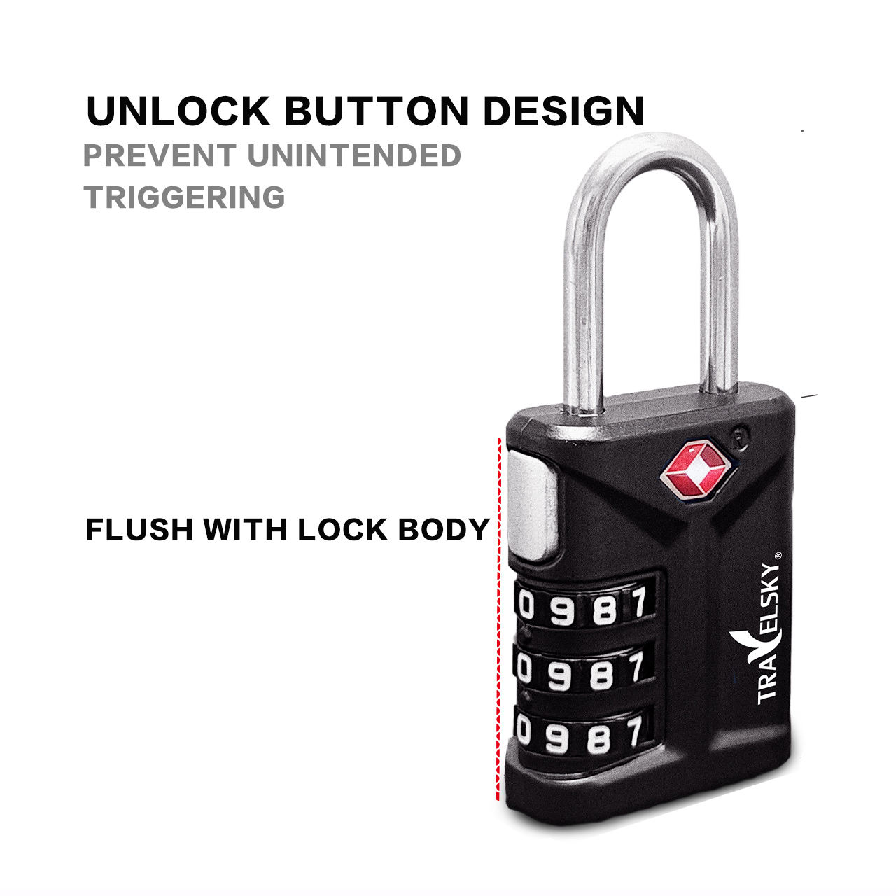 OEM ODM 3 Digital TSA Lock Travel Combination Padlock with TSA Luggage Check Status Function
