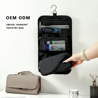 360 SWIVEL HOOKING TOIELTRY BAG WITH DETACHABLE POUCH