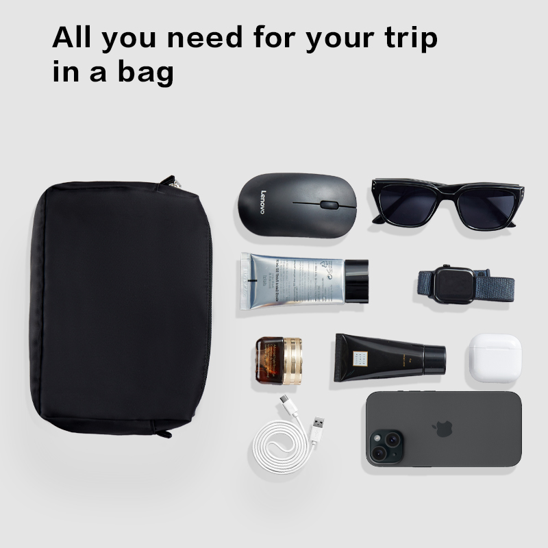 Factory Diretly Offer Mens Business Trip Compact Design Toiletry Bag With Zipper Closure