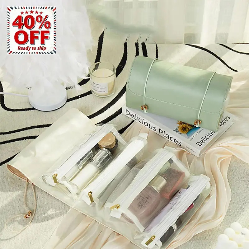 [UP TO 40% OFF] Black Friday Promotion,Bag 4-in-1 Roll-Up Toiletry Bag Make Up Storage Organizer With 4 detachable Removable Pouch