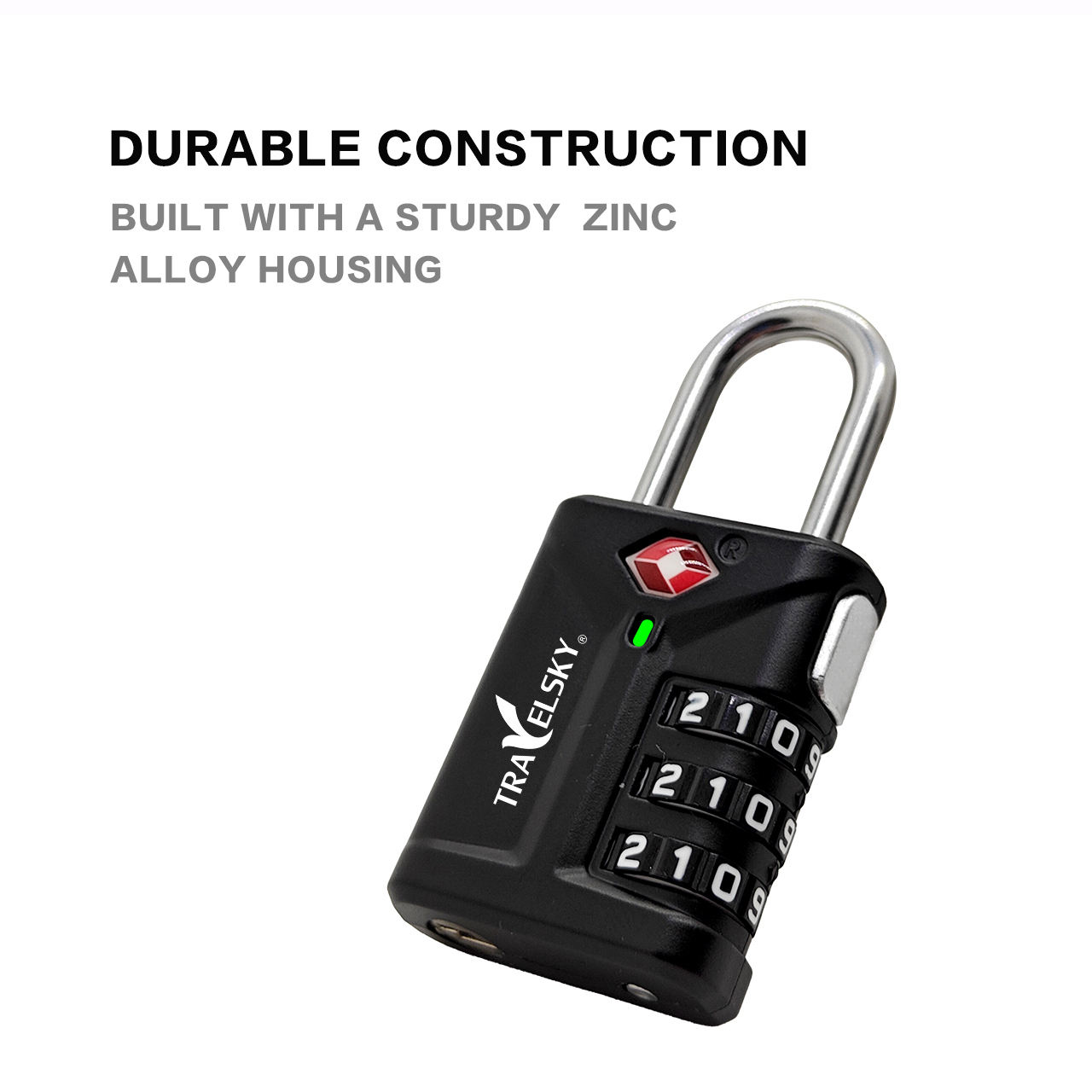 OEM ODM 3 Digital TSA Lock Travel Combination Padlock with TSA Luggage Check Status Function