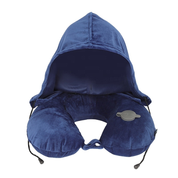 Travelsky Amazon Hot Sale EZ Patent U Shape Comfort Inflatable Air Pillow Inflatable Neck Pillow With Hoody