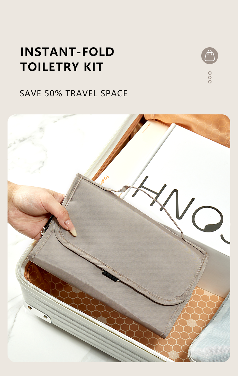 360 SWIVEL HOOKING TOIELTRY BAG WITH DETACHABLE POUCH