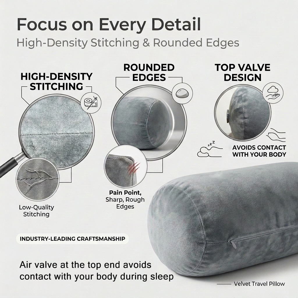 Wholesale Custom Inflatable Body Pillow Rapid Air Inflation Durable PVC Travel Sleep Pillow | BSCI Factory | Travelsky 