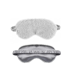 13431C Heated Lavender Eye Mask with Soft Faux Rabbit Fur, Warm or Cool Relief Travel Eye Mask