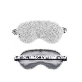 13431C Heated Lavender Eye Mask with Soft Faux Rabbit Fur, Warm or Cool Relief Travel Eye Mask