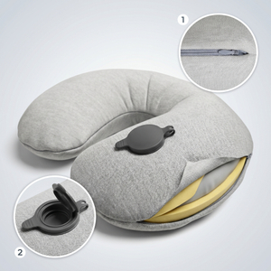 OEM ODM Premium Inflatable Memory Foam Travel Pillow, Custom Support Ergonomic Design Sleeping Essentials for Long Flights Car Rides And Home Use
