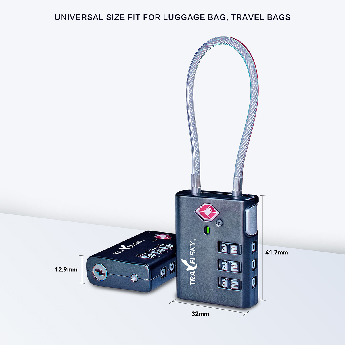 OEM ODM 3 Digital TSA Lock Travel Combination Padlock with TSA Luggage Check Status Function