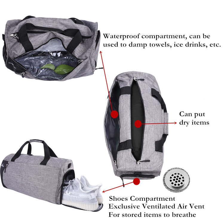Custom Gym Luggage Duffel Bag Travel Sport with Shoes Compartment 