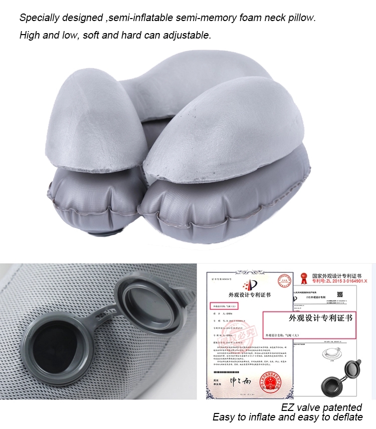 Semi-inflated Half Memory Foam Inflatable Neck Pillow 15